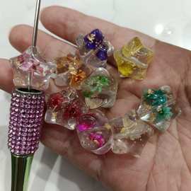 19*21mm金箔真干花五角星星 DIY手工串珠散珠串笔手机链饰品配件