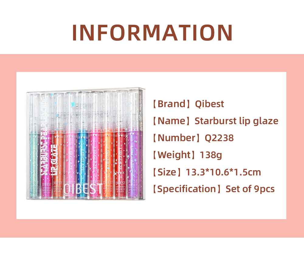 carina QIBEST Long lasting Moisturizing Human Concubine Glaze Dazzling Pearl Fine Sparkling Light Polarized Lip Color Makeup_voghion.com