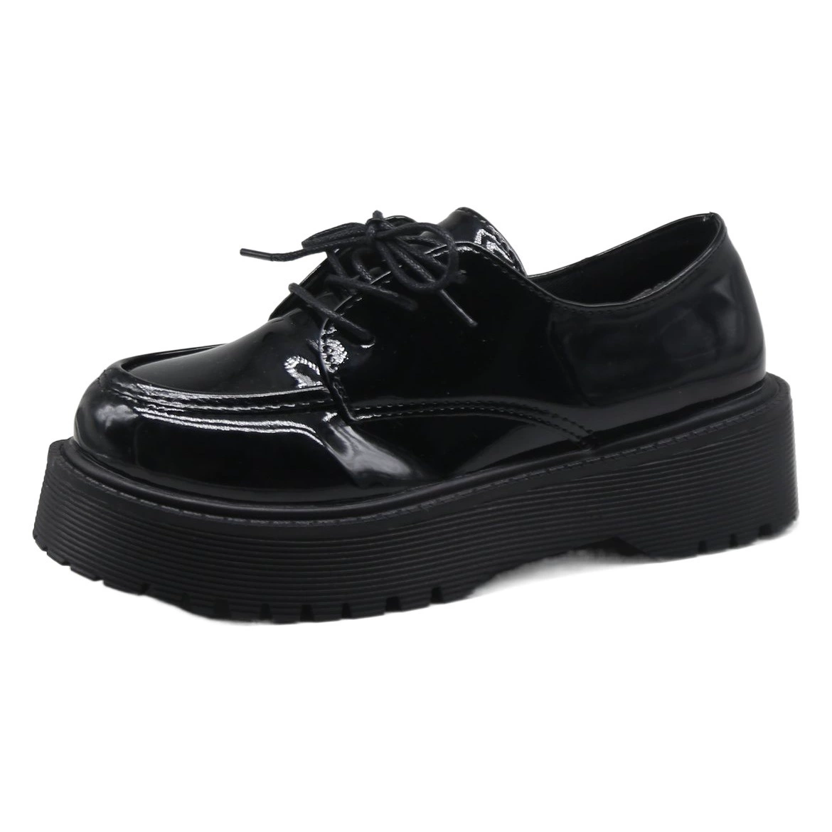 Новинка 2021, женская маленькая кожаная обувь в британском стиле на весну и осень, европейские лоферы на платформе со шнуровкой, женские лоферы на шнуровке с круглым носком