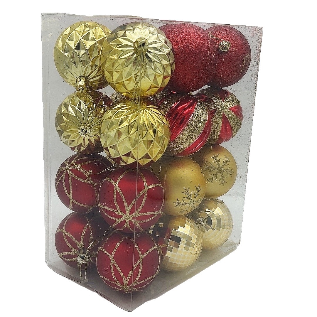 Navidad transfronteriza spot 6cm24 bolas de Navidad de plástico pintadas de oro rojo árbol de Navidad atmósfera festiva del centro comercial