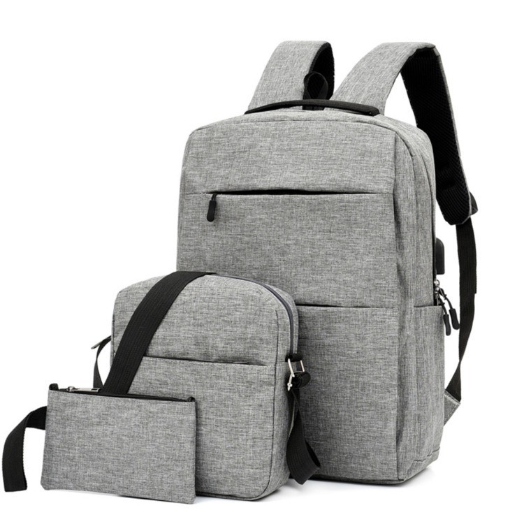 Business Three-Piece School Bag Cross-Border School Bag Junior High School Boy Large Capacity USB Charging Backpack Men's Computer Bag