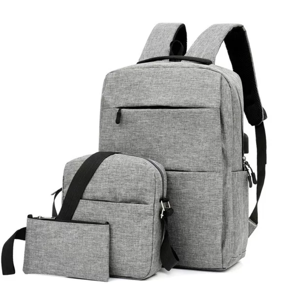 Business Three-Piece School Bag Cross-Border School Bag Junior High School Boy Large Capacity USB Charging Backpack Men's Computer Bag