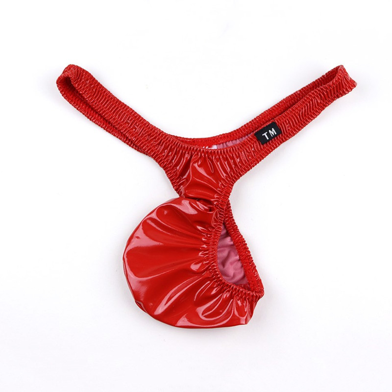 New men's leather T-shaped underwear boys sexy fashion underwear leather bag T pants factory direct retail