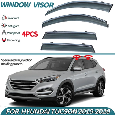 Suitable for Rain shield - injection-molding-thickened-foreign-trade-model-for-hyundai-tucson-2015-2020-pc-with-stainless-steel-bright-strip-car-window-rain-and-shine-shield-4-pieces