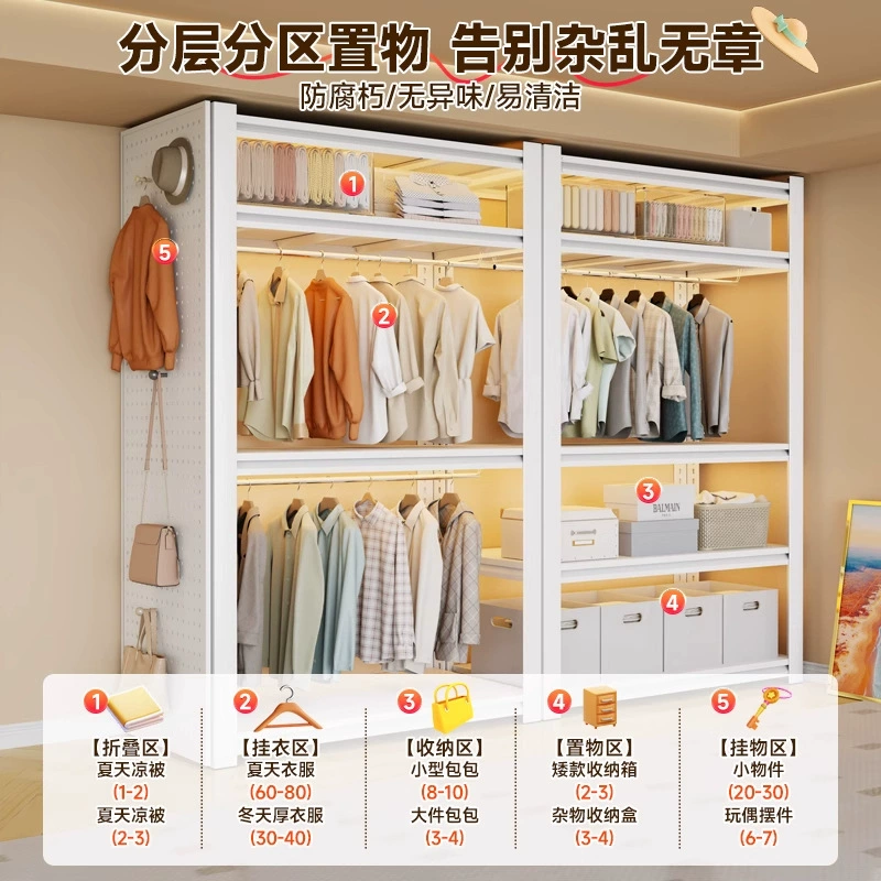 Wardrobe Closet Wardrobe Shelf Rack Freestanding Home from Yomiego