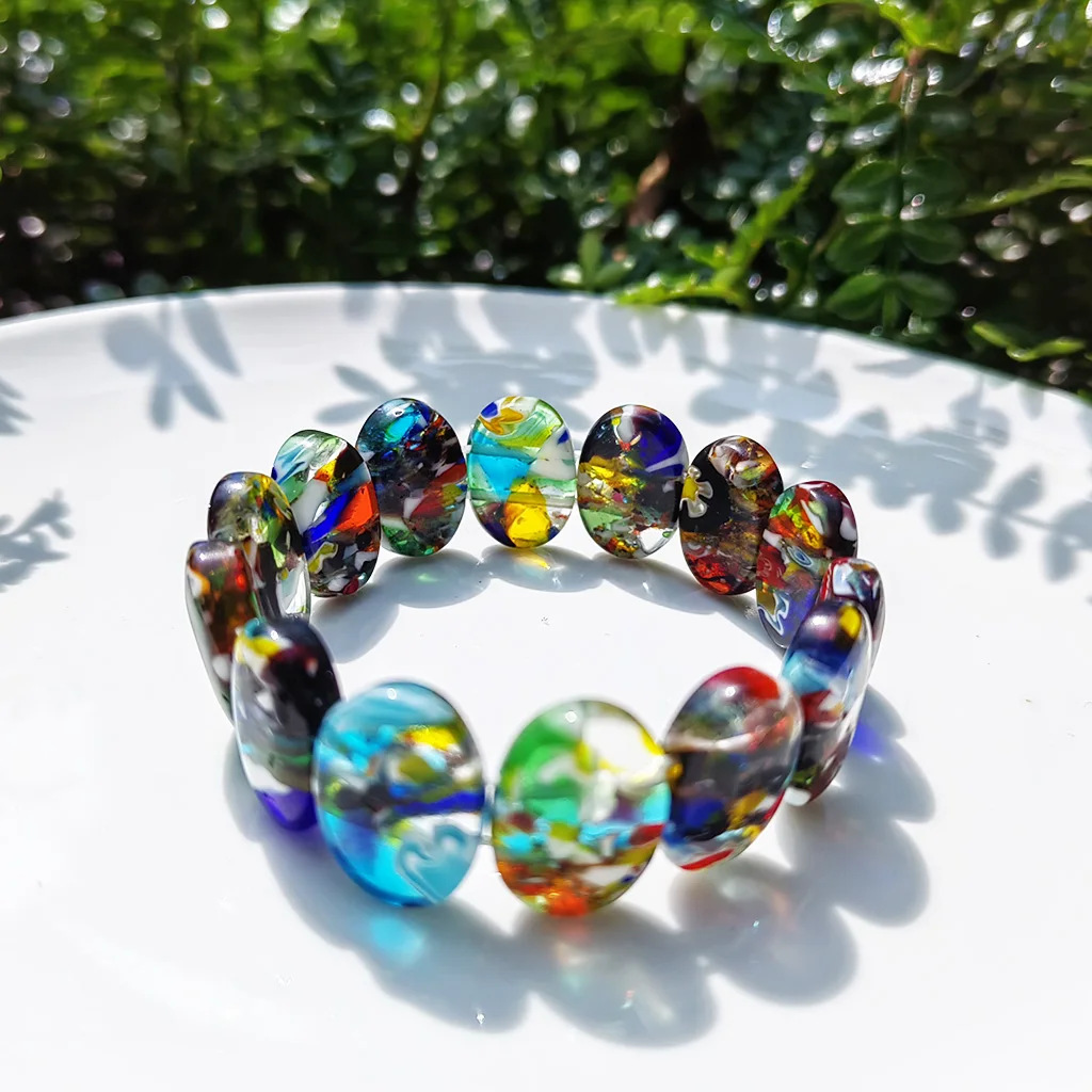 40g Weight Stretch Adjustable Clasp Closure Type Bracelets Classification glass Chain Material Handmade Chain Chain Type 1 Piece Quantity Daily Occasion glass Material Geometric Pattern All Seasons Season Women's Gender Simple Style Style Simple Style Geometric Glass Handmade Chain Stretch Adjustable Beaded Bracelets Wholesale 无