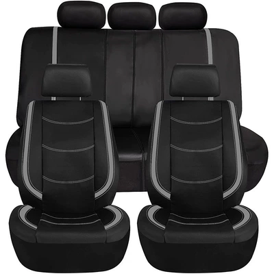 Pu Leather Car Seat Cover, Universal Anti-Stain and Anti-Scratch Protective Cover Suitable for Front and Rear Seats of Cars, Trucks, and Suvs (Universal seat cover) - grey-2-seats-in-the-front-row