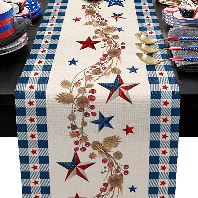 Nórdico transfronterizo nuevo día de la independencia americana tela de mesa impresa lino sala de estar mesa de té festivales decoración de tela de mesa bandera