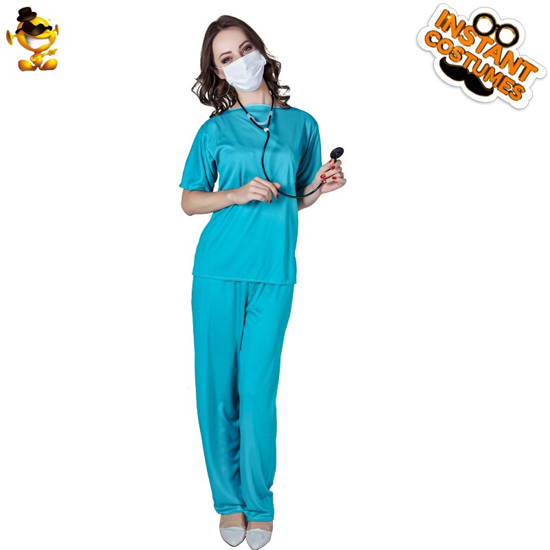 Blue Doctor Nurse Uniform Masquerade Party Clothes Halloween Cosplay Costume Stage Uniform Party