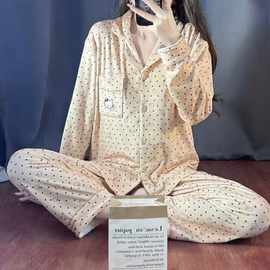 富喵千金秋冬季新款双面海岛绒睡衣女套装金色KT猫甜美可爱家居服