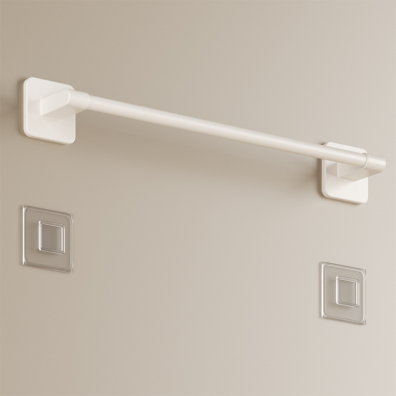 White bathroom towel rack punch-free wall storage wall hanging suction cup toilet bathroom double rod single rod towel bar