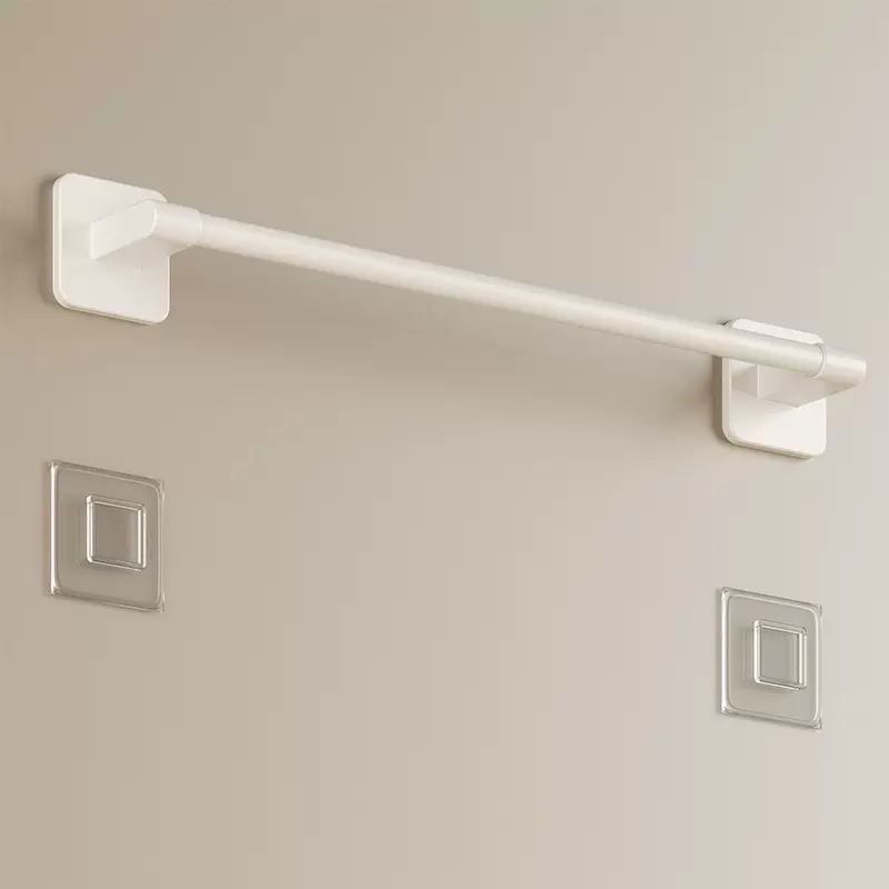 白色卫生间毛巾架免打孔墙上收纳壁挂吸盘厕所浴室双杆单杆毛巾杆