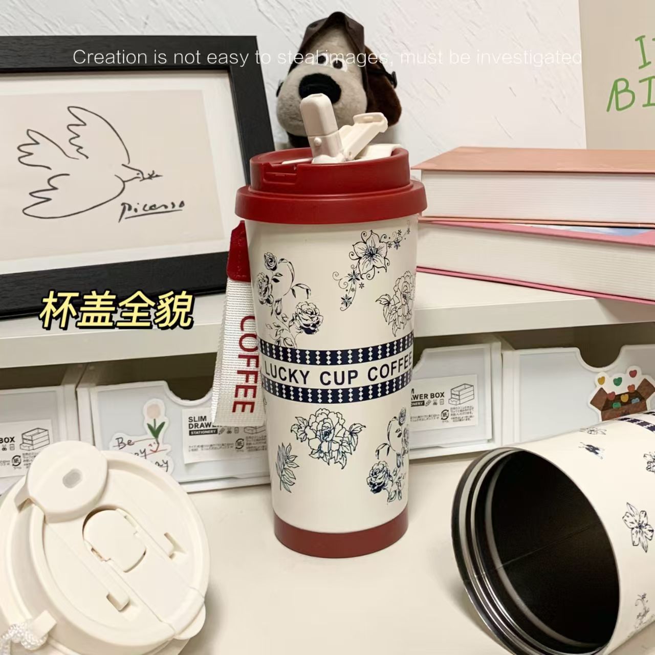 Taza de vacío de lirio de los valles al por mayor Taza de agua de paja de acero inoxidable 316 de gran capacidad Taza de café de alto valor para niñas Regalo