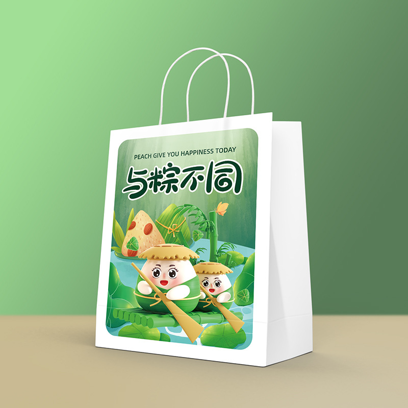 Dragon Boat Festival zongzi regalo Kraft bolsa de papel creativo bolsa de regalo snack embalaje bolsa de papel portátil en stock al por mayor