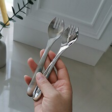 高品质18/10不锈钢叉子勺叉一体两用儿童意面叉水果叉304沙律叉