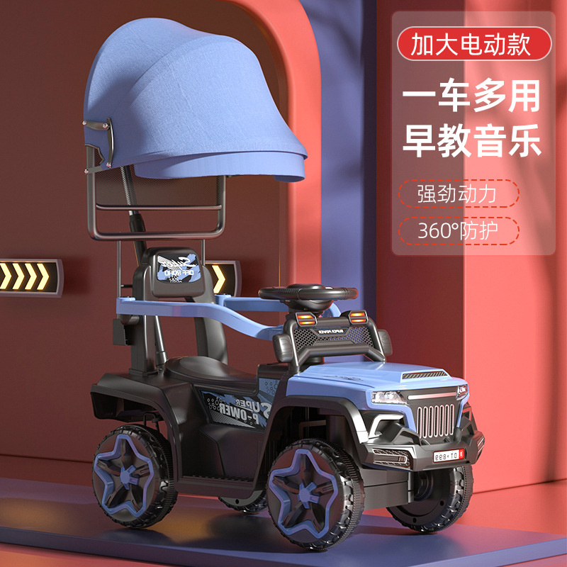 Cuatro ruedas eléctricas para niños más barrera de control remoto empurrado para niños y niñas pueden montarse en juguetes recargables vehículo todoterreno