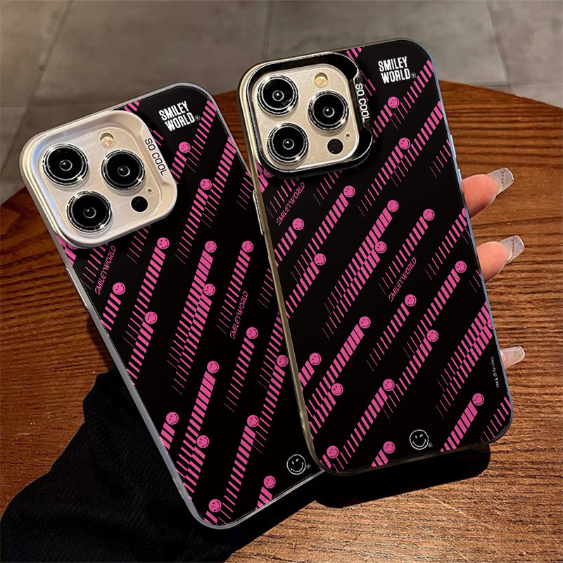 Trendy Brand Y2K Black Pink Twill Phone Case for Apple 16Pro/15/14Plus/13/12/17 Protective Cover Trendy Brand Y2K Black Pink Twill Phone Case for Apple 16Pro/15/14Plus/13/12/17 Protective Cover