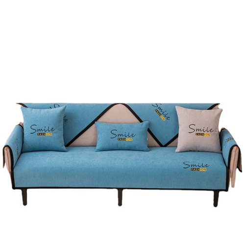 Light Luxury Style, Four Seasons Universal, Simple Modern Non-Slip, High-End European-Style Leather Cushion Cover in Solid Color, Chenille Sofa Mat