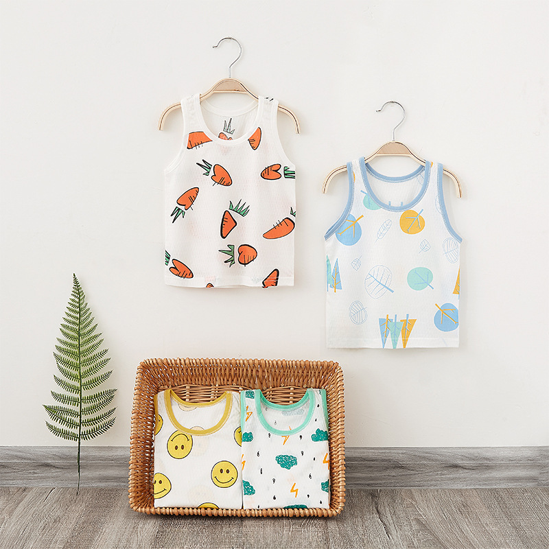Baby onesie infant pure cotton Class A summer unisex boy girl thin children's clothing sleeveless t-shirt A