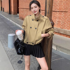 极简廓形俏皮感花苞下摆甜飒兼具短款风衣夹克外套女春秋新款