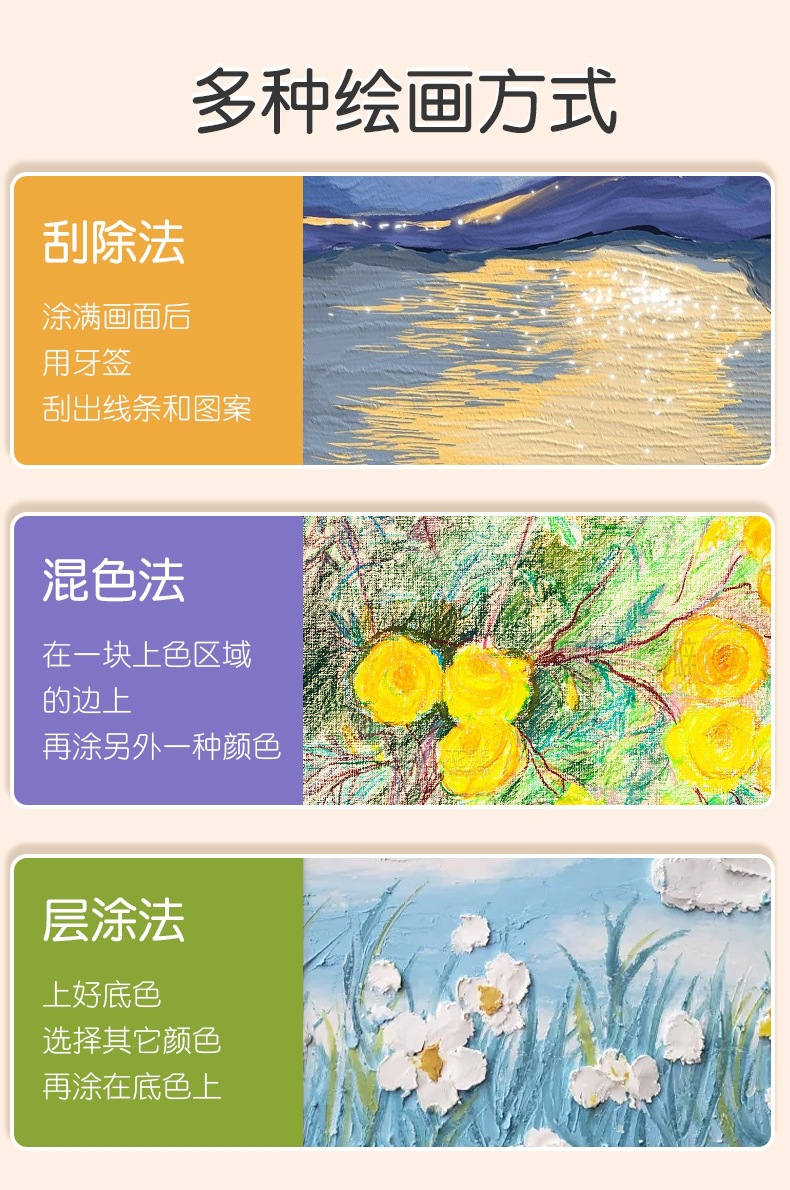 Zhenhai 24er Farben Ölpastellkreiden für Kinder zum Zeichnen und Ausmalen, rutschfest, handschmutzfrei, abwaschbar, Farbmalkreiden-Set