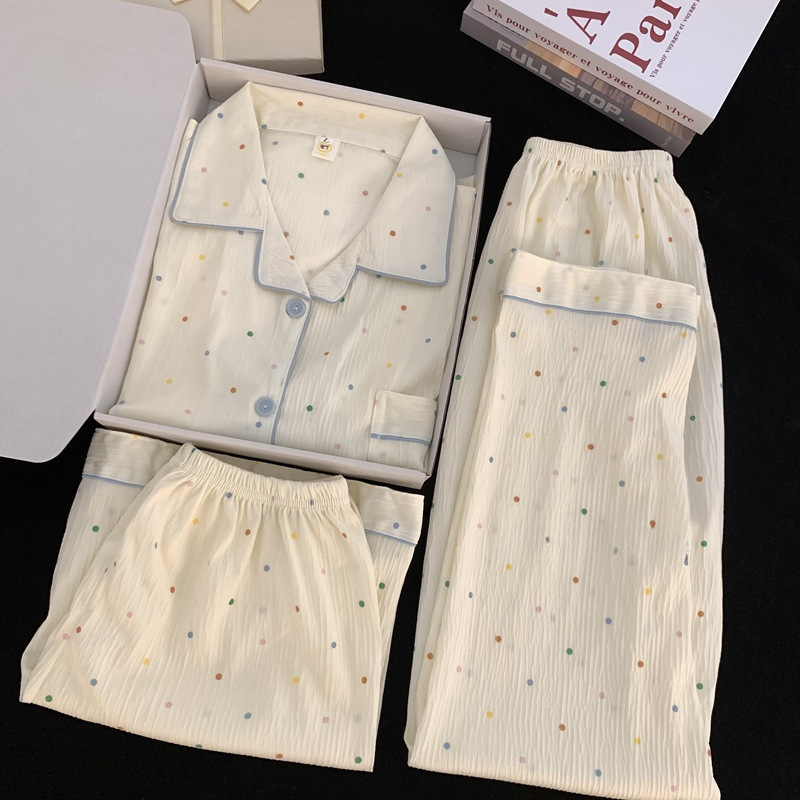 Japonés helloKitty nube de algodón puro pijamas de pareja verano de manga corta para mujer servicio a domicilio de tres piezas para hombre