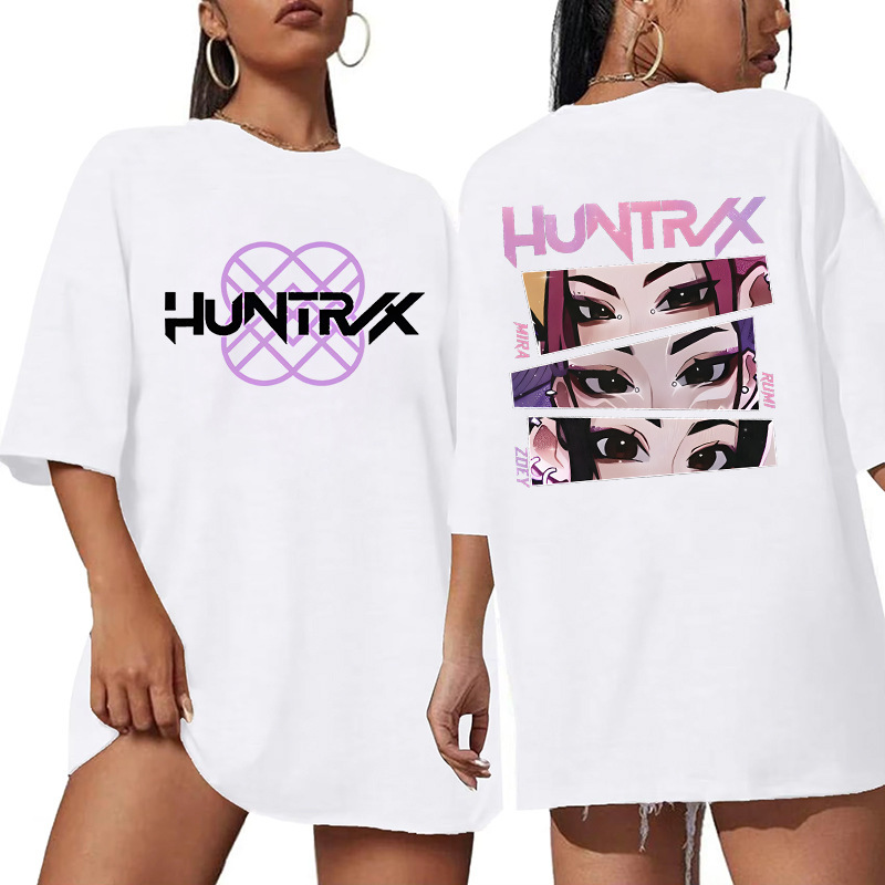 Kpop Korean Wave Hunter Magic Girl Group Trendy Double-Sided Printed T-Shirt Amazon 260g Pure Cotton Round Neck Short Sleeve 0925-1