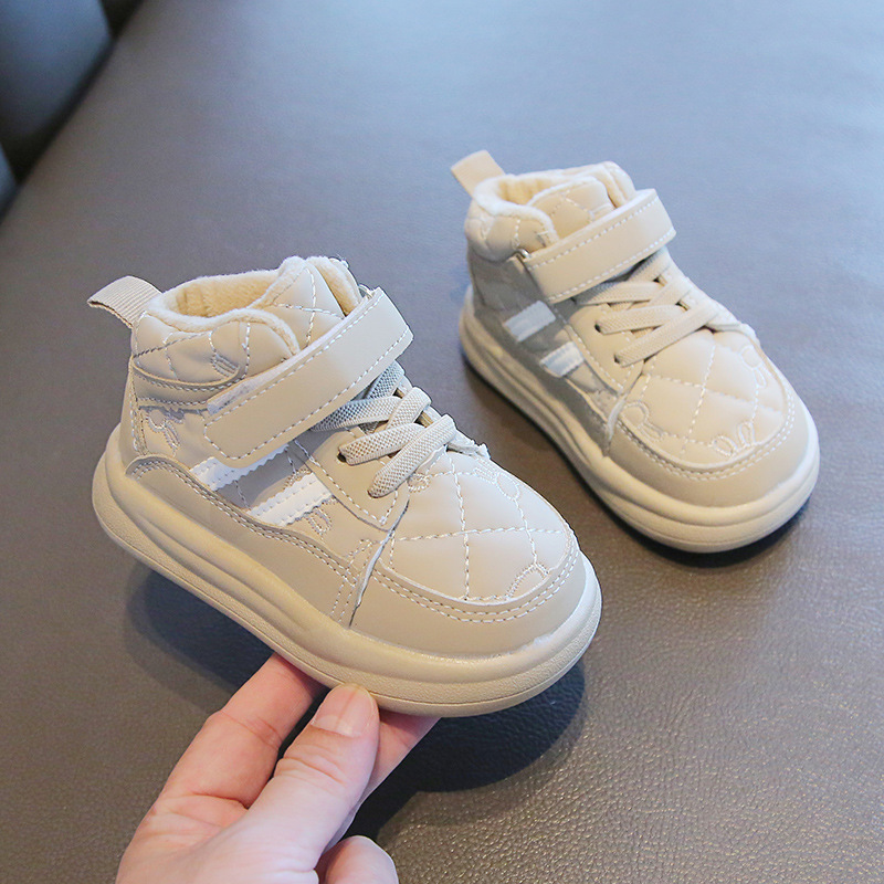 Winter children's sports with plush thick board warm bread men's and women's shoes, waterproof shoes_voghion.com