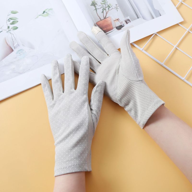 女性用夏の日焼け止め手袋、スポーツ、薄くて通気性のある水玉模様、春と秋の紫外線防止、屋外サイクリング、運転、タッチスクリーン|undefined