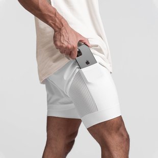 European and American Summer Trendy Casual Sports Shorts Outdoor Running Squat Breathable Double-layer Quick-drying Shorts Men's Cross-border