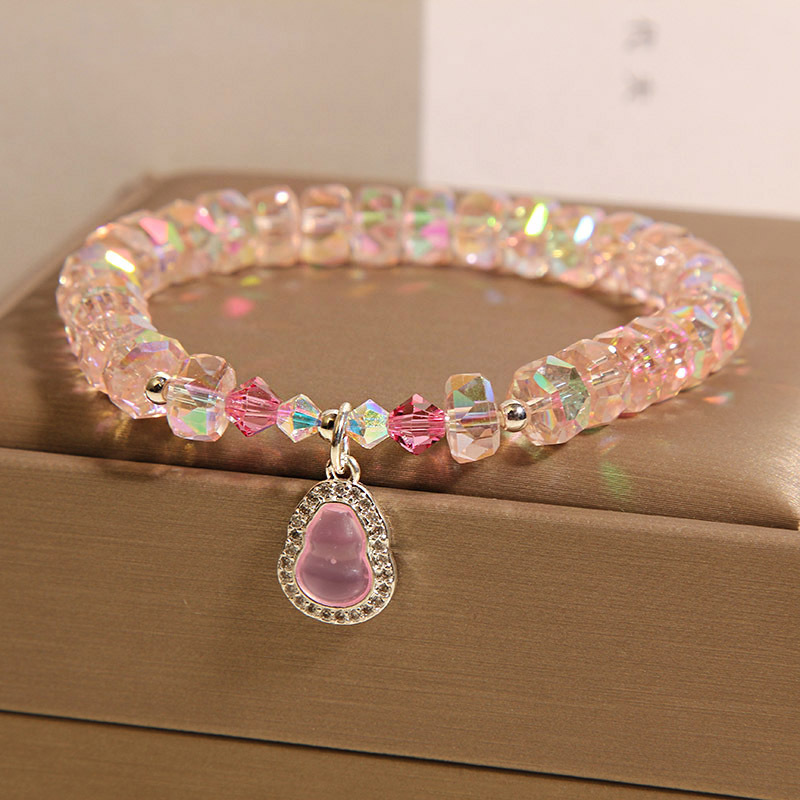 Nueva pulsera de cristal de polvo de cuentas de ábaco chino, verano femenino, lujo ligero, nicho, moda de alta gama, colgante de calabaza, pulsera, pulsera