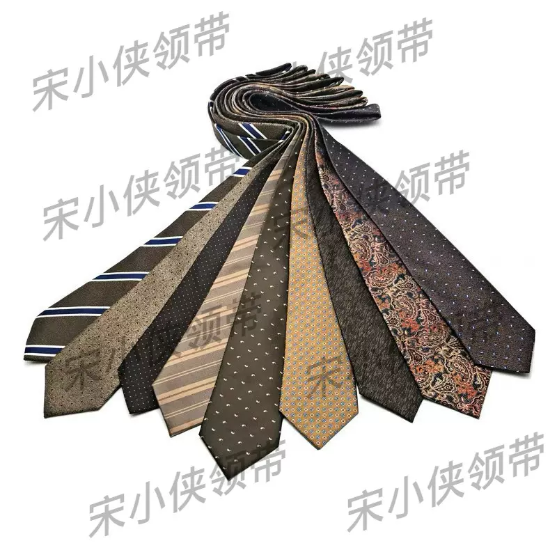 领带男正装商务8cm宽香槟色条纹圆点职业衬衫领带手系款韩版结婚