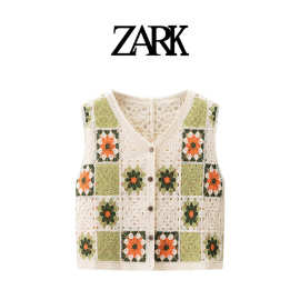 ZARK 欧美新款时尚气质潮流显瘦复古钩花马甲 跨境外贸女装批发
