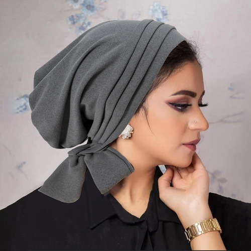 Amazon Autumn/Winter Solid Color Suede Four-Striped Long Tail Headscarf Hat AliExpress Chemotherapy Cap Women's Hat