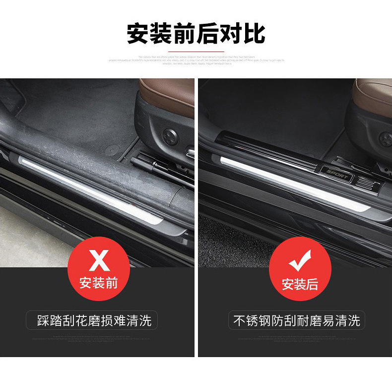 Suitable for Audi Door Sill Strip A6L/Q5L/A4L/A3L/Q3 Modified A7L Welcome Pedal A5 Interior Decoration