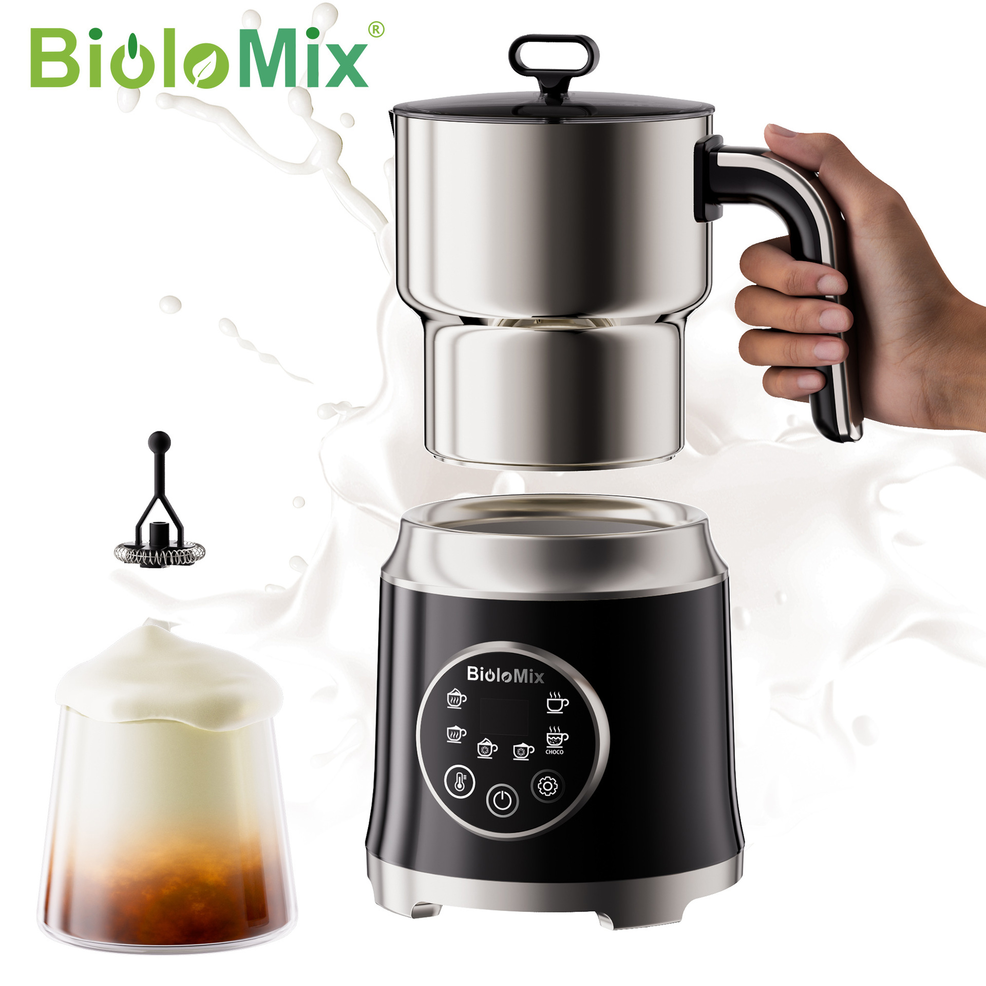 Nuevo 1.2L separado 6 en 1 máquina de burbujas de leche caliente y frío máquina de burbujas de leche eléctrica Milkfrother image 6