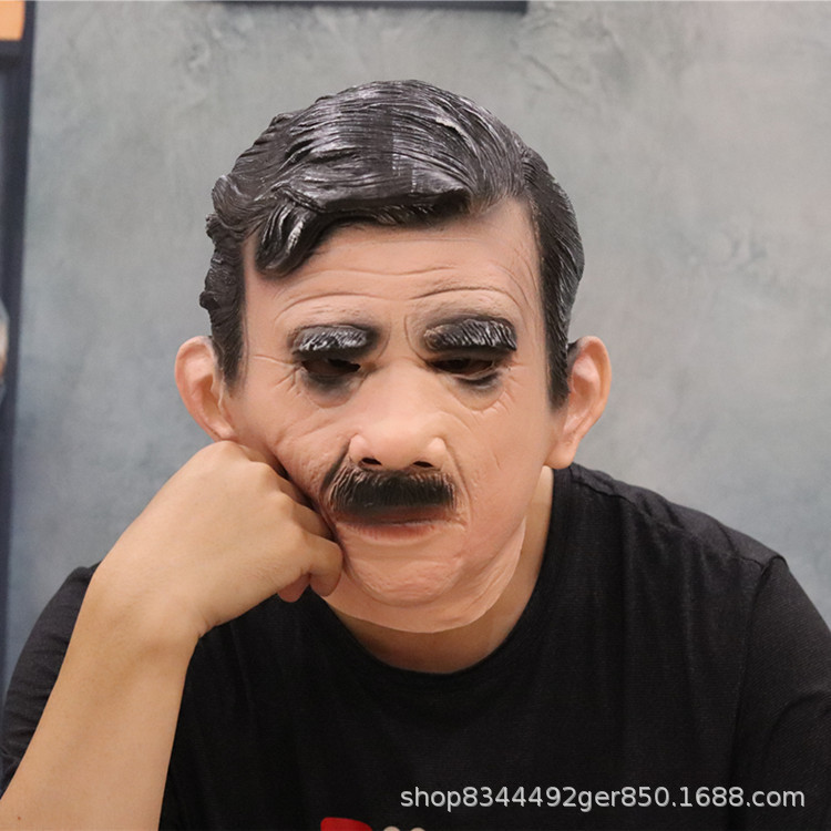 Halloween viejo hombre máscara sombrero viejo abuelo peluca Calvo viejo hombre horror máscara TikTok bar accesorios de rendimiento