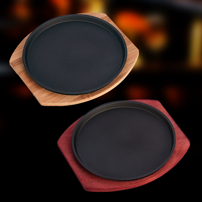 Чугунная тарелка теллания, коммерческая круглая тарелка для барбекю, тарелка для барбекю, бытовая газовая тарелка для ресторана, стейка, железная тарелка