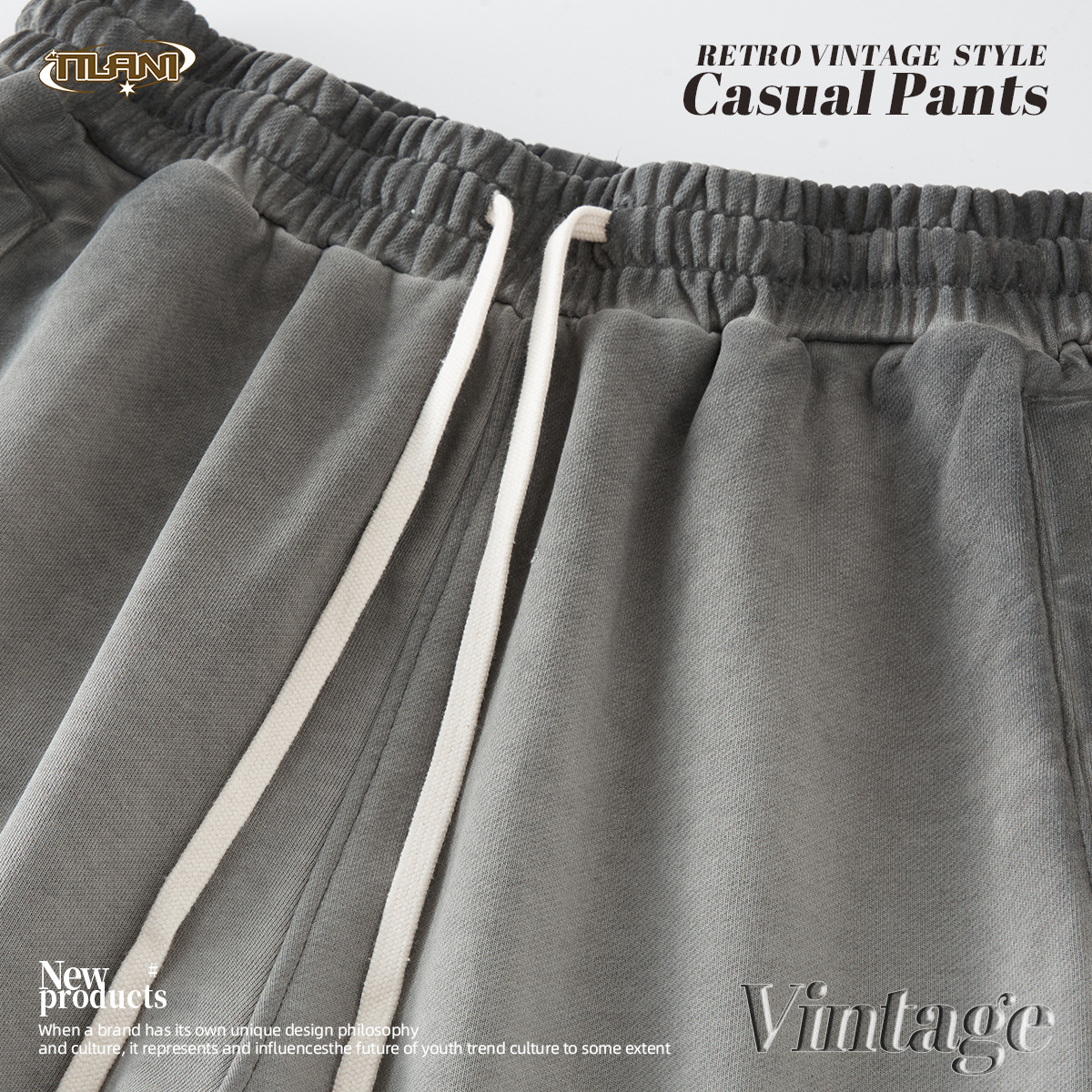 TILANI men's clothing autumn high street 420G terry circle gradient teen cool handsome pants men and women casual trendy brand wide-leg pants