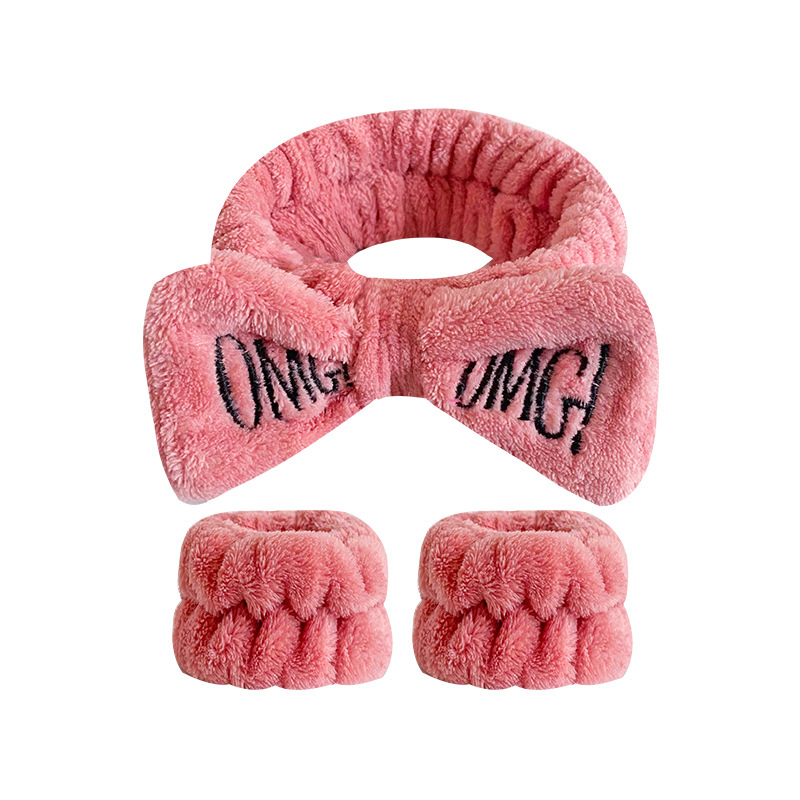 Amazon transfronteriza OMG arco banda de pelo correa de muñeca traje de las mujeres lavado de cara franela diadema pulsera absorbente