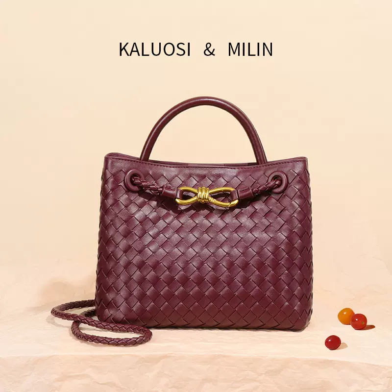 轻复古风女士手提编织包单肩斜挎包高级百搭优雅托特包通勤小方包