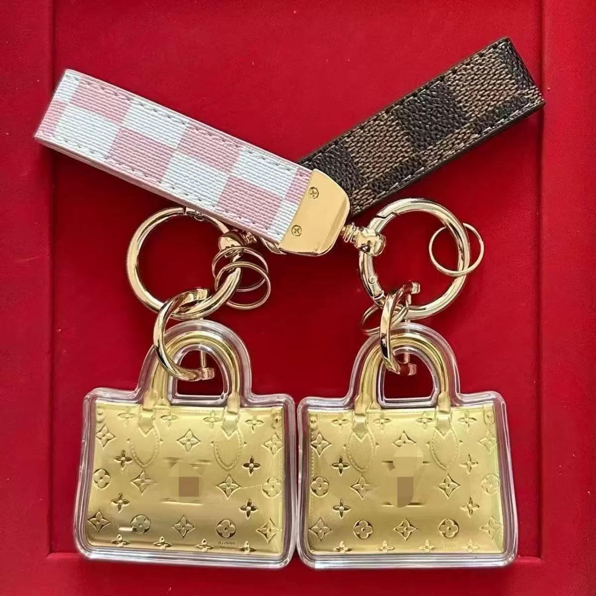 Двусторонний кулон-подвеска для телефона в виде сумочки для прямых трансляций в электронной коммерции, праздничный подарок, подвеска из чистого золота.