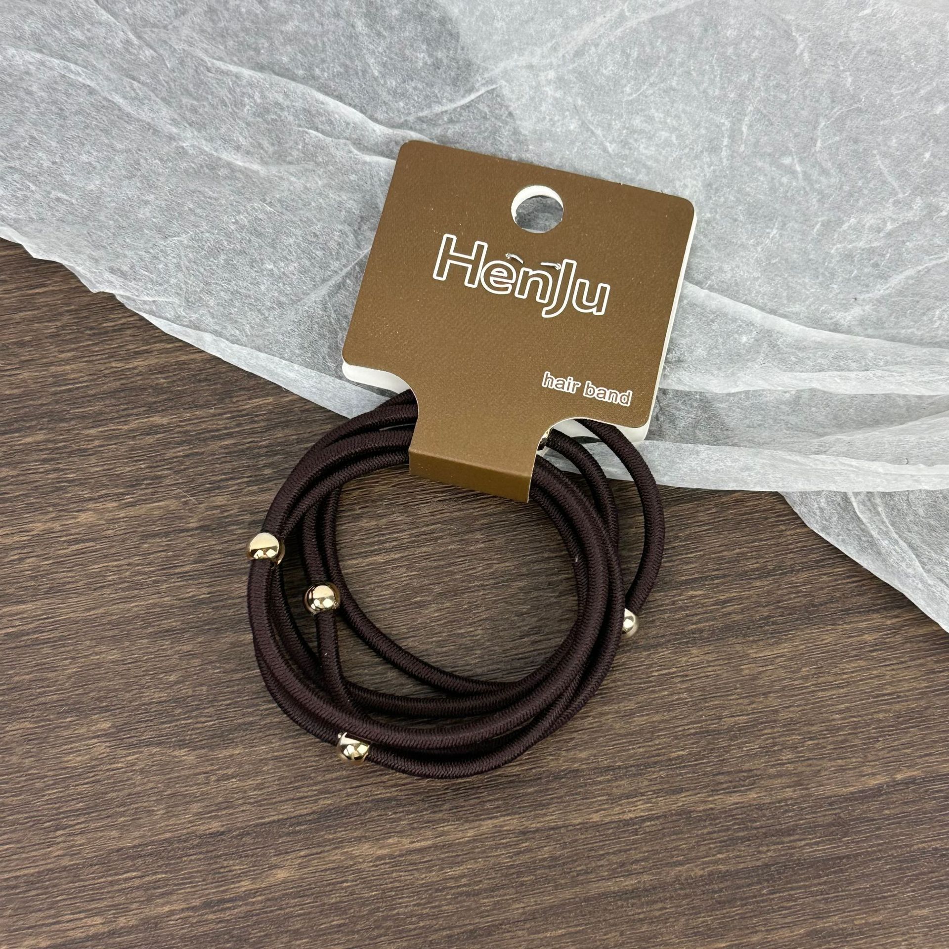 5 pezzi di corda per capelli con perline dorate, super resistente, elastica, semplice, accessorio per capelli con coda di cavallo_voghion.com