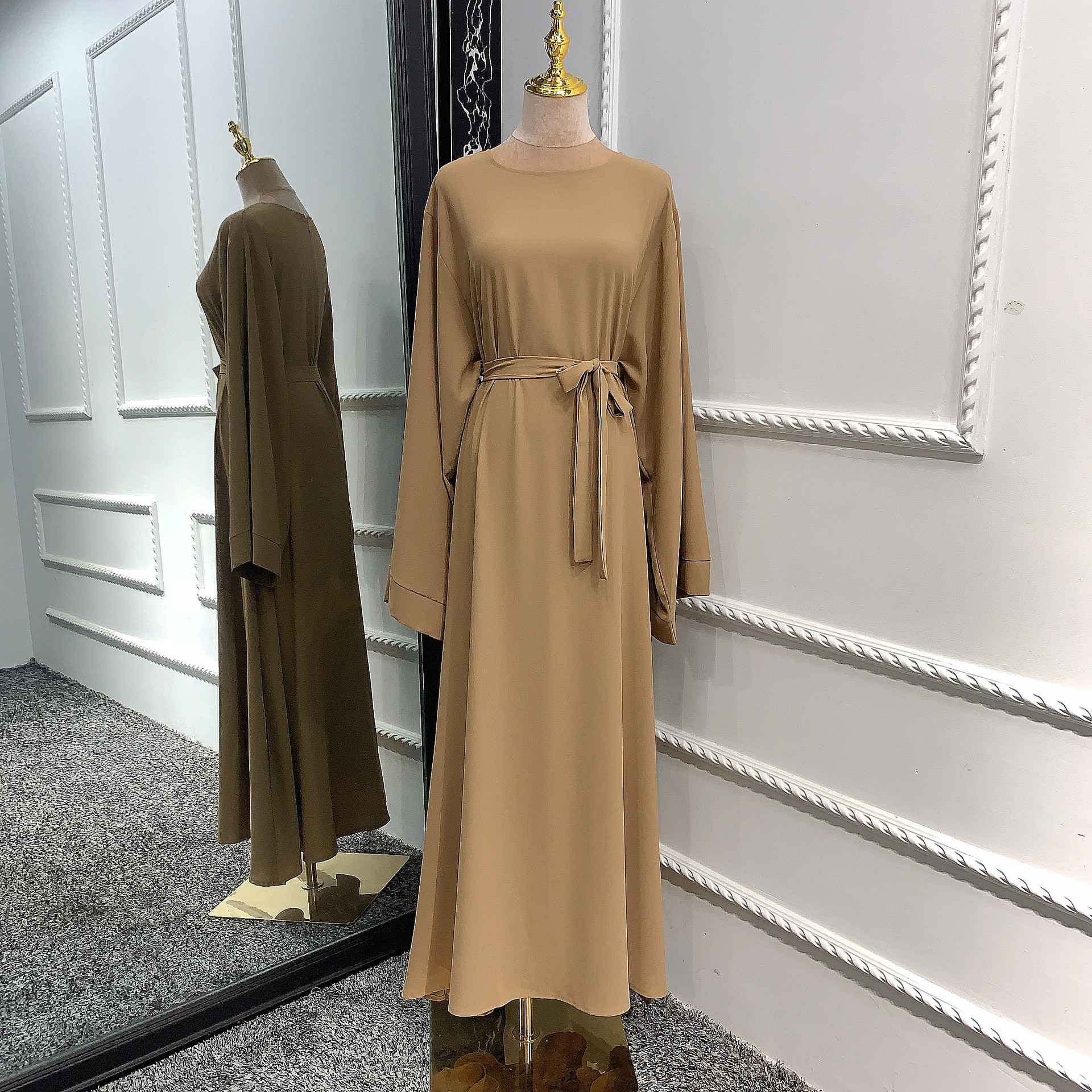 基础款跨境中东女装阿拉伯长袍纯色大码连衣裙Muslim Abaya详情30