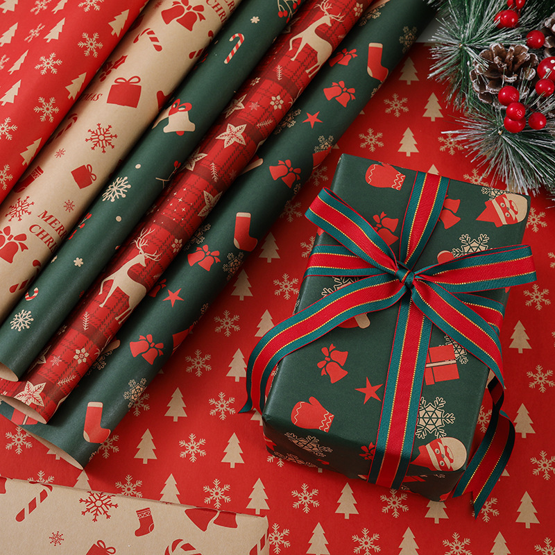 2024新しいクリスマス包装紙厚手クラフト紙クリスマスギフトプレゼントギフトボックス装飾包装紙卸売|undefined