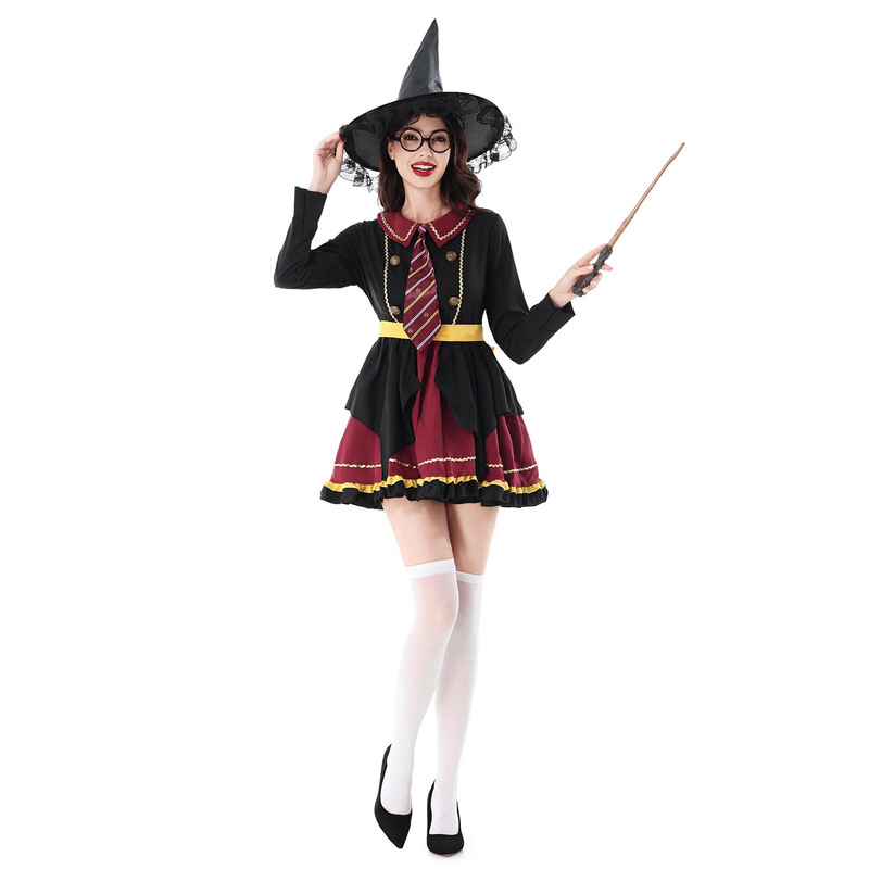 万圣节服装影城魔法女巫装巫婆帽哈利波特cos服装学院学生表演服|undefined