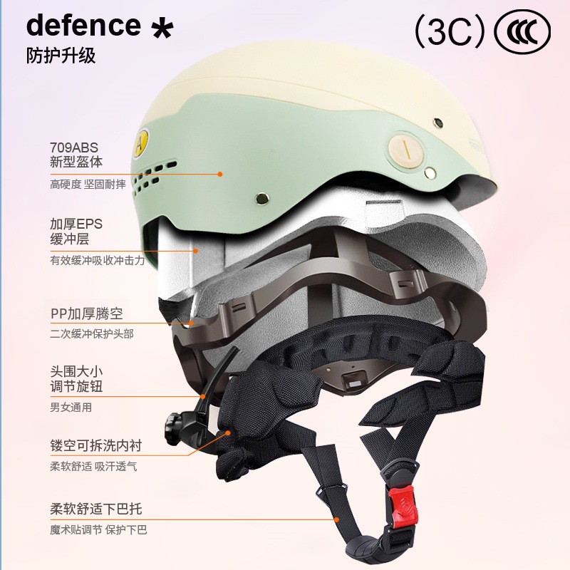 Nuevo casco de scooter eléctrico con certificación 3C estándar nacional para hombres y mujeres, adecuado para todas las estaciones, casco de dos piezas, cálido.