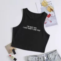Трансграничный европейский и американский летний жилет INSI'M NOT SHY I JUST DON'T LIKE YOU с принтом
