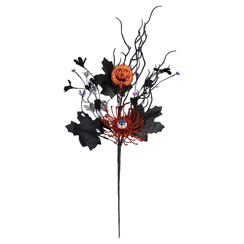 ハロウィン装飾北欧スタイル黒カエデの葉眼球カボチャの花の枝挿し木ホームブーケ|undefined