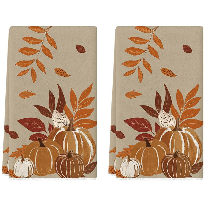 Amazon Temu Autumn Maple Leaf Pumpkin Kitchen Towel Dish Towel Farmhouse Thanksgiving Fall Decorative Hand Towel